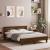 Cadru de pat cu tăblie și LED, stejar maro, 140x200 cm GartenMobel Dekor