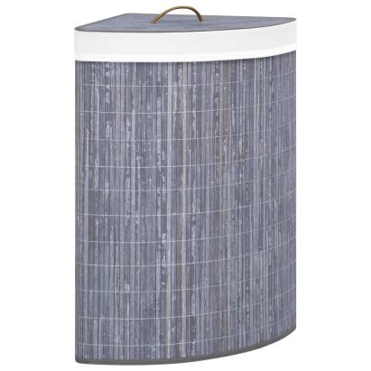 Coș de rufe din bambus, pentru colț, gri, 60 L GartenMobel Dekor