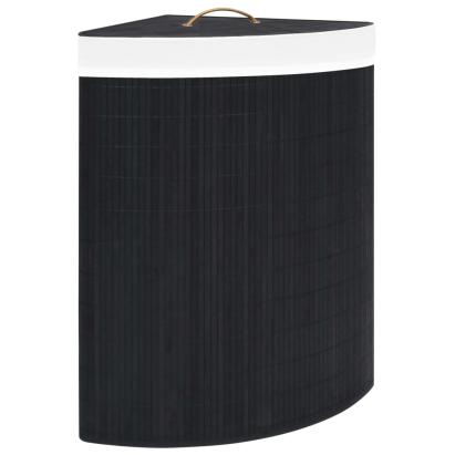 Coș de rufe din bambus de colț, negru, 60 L GartenMobel Dekor