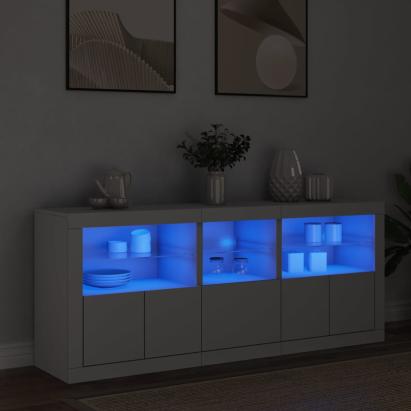 Servantă cu lumini LED, alb, 162x37x67 cm GartenMobel Dekor