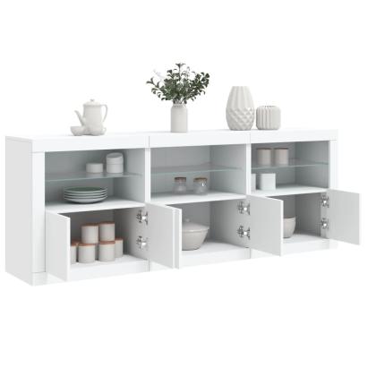 Servantă cu lumini LED, alb, 181,5x37x67 cm GartenMobel Dekor
