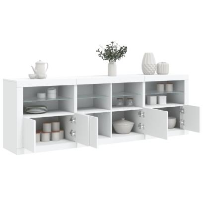 Servantă cu lumini LED, alb, 202x37x67 cm GartenMobel Dekor
