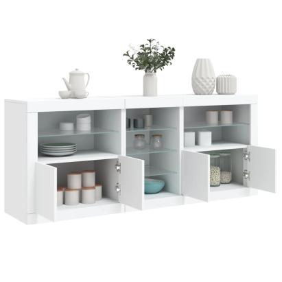 Servantă cu lumini LED, alb, 162x37x67 cm GartenMobel Dekor
