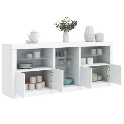 Servantă cu lumini LED, alb, 181,5x37x67 cm GartenMobel Dekor