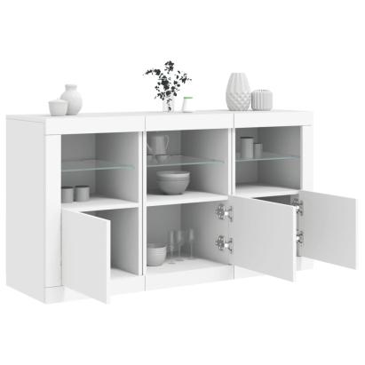 Servantă cu lumini LED, alb, 123x37x67 cm GartenMobel Dekor