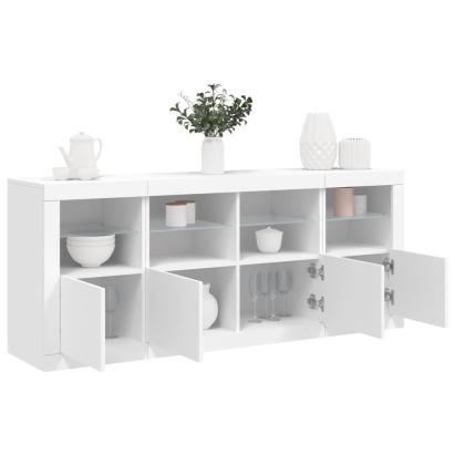 Servantă cu lumini LED, alb, 163x37x67 cm GartenMobel Dekor