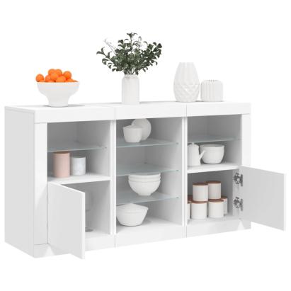 Servantă cu lumini LED, alb, 123x37x67 cm GartenMobel Dekor