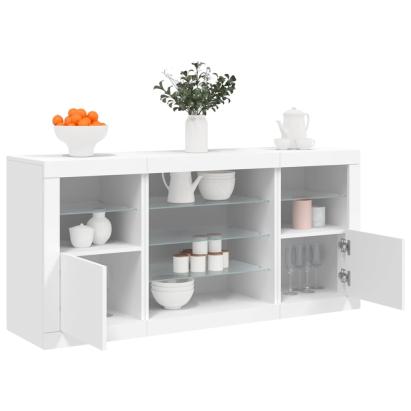 Servantă cu lumini LED, alb, 142,5x37x67 cm GartenMobel Dekor