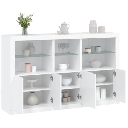Servantă cu lumini LED, alb, 162x37x100 cm GartenMobel Dekor