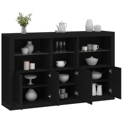 Servantă cu lumini LED, negru, 162x37x100 cm GartenMobel Dekor