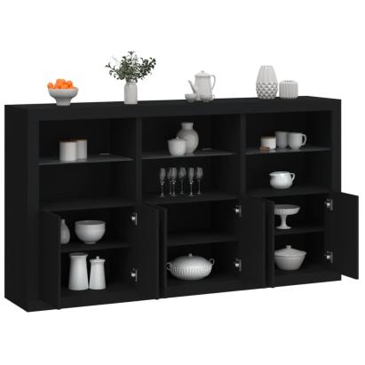 Servantă cu lumini LED, negru, 181,5x37x100 cm GartenMobel Dekor
