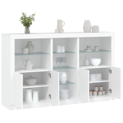 Servantă cu lumini LED, alb, 162x37x100 cm GartenMobel Dekor
