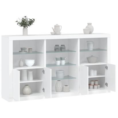 Servantă cu lumini LED, alb, 181,5x37x100 cm GartenMobel Dekor