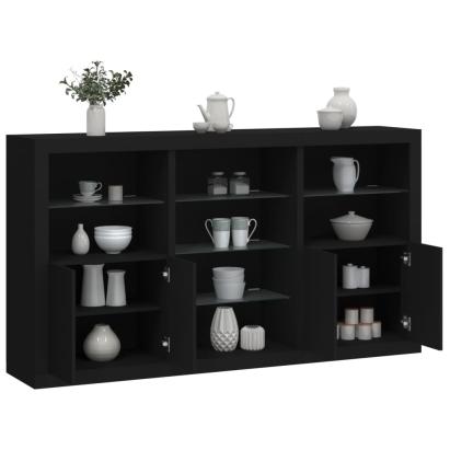 Servantă cu lumini LED, negru, 181,5x37x100 cm GartenMobel Dekor