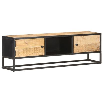 Comodă TV cu ușă sculpată, 130 x 30 x 40 cm, lemn mango brut GartenMobel Dekor