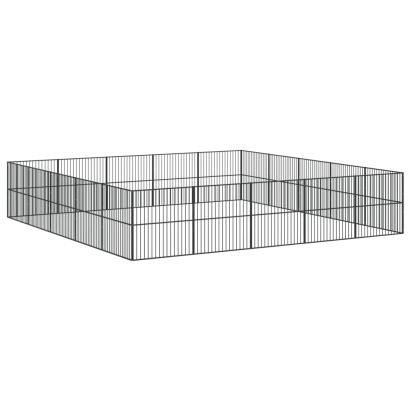 Țarc pentru câini cu 20 panouri, negru, oțel galvanizat GartenMobel Dekor