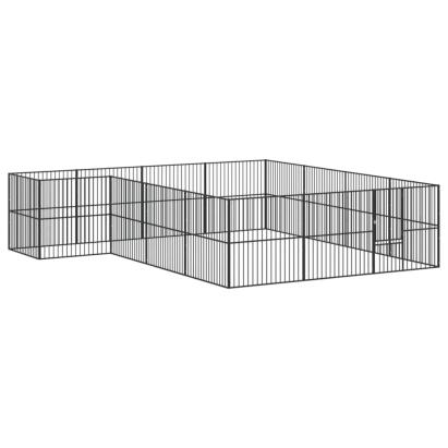 Țarc pentru câini cu 16 panouri, negru, oțel galvanizat GartenMobel Dekor