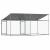 Cușcă câini cu acoperiș și uși, gri, 4x2x2 m, oțel galvanizat GartenMobel Dekor