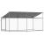 Cușcă câini cu acoperiș și uși, gri, 4x2x2 m, oțel galvanizat GartenMobel Dekor