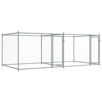 Cușcă pentru câini cu uși, gri, 4x2x1,5 m, oțel galvanizat GartenMobel Dekor