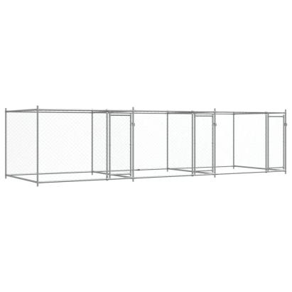 Cușcă pentru câini cu uși, gri, 6x2x1,5 m, oțel galvanizat GartenMobel Dekor