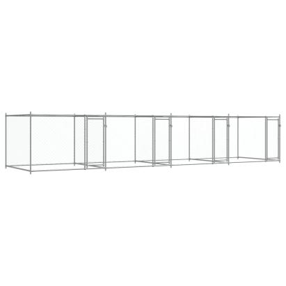 Cușcă pentru câini cu uși, gri, 8x2x1,5 m, oțel galvanizat GartenMobel Dekor