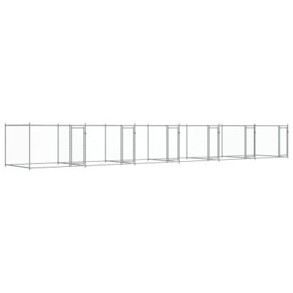 Cușcă pentru câini cu uși, gri, 12x2x1,5 m, oțel galvanizat GartenMobel Dekor