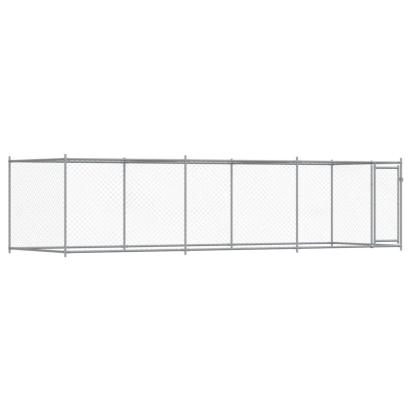 Cușcă pentru câini cu ușă, gri, 6x2x1,5 m, oțel galvanizat GartenMobel Dekor
