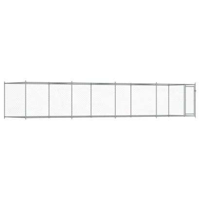 Cușcă pentru câini cu ușă, gri, 8x2x1,5 m, oțel galvanizat GartenMobel Dekor