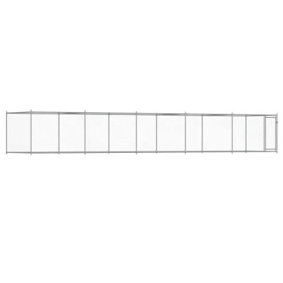 Cușcă pentru câini cu ușă, gri, 10x2x1,5 m, oțel galvanizat GartenMobel Dekor
