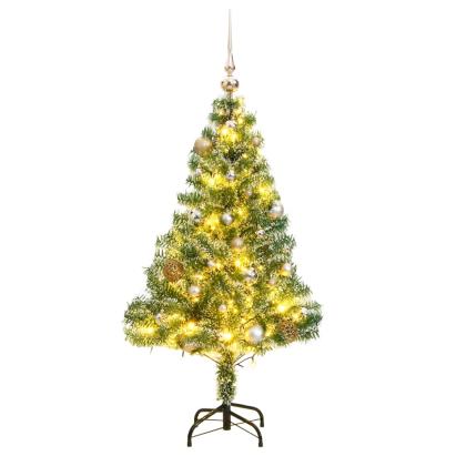 Brad Crăciun artificial, 150 LED/globuri/zăpadă pufoasă, 120 cm GartenMobel Dekor
