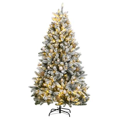 Brad Crăciun artificial articulat cu 300 LED-uri/globuri 180 cm GartenMobel Dekor
