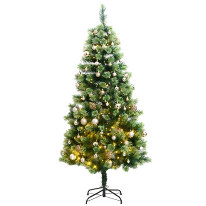 Brad Crăciun artificial articulat cu 150 LED-uri/globuri 120 cm GartenMobel Dekor