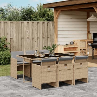 Set mobilier pentru grădină, 7 piese, cu perne, bej, poliratan GartenMobel Dekor