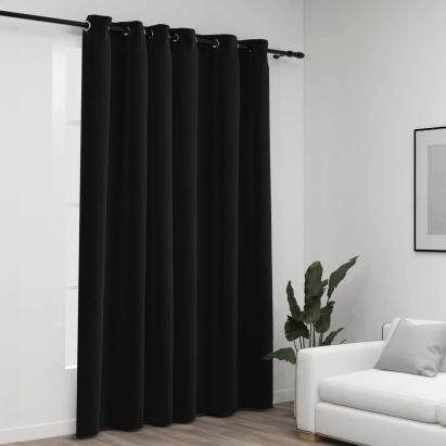 Perdea opacă, aspect pânză, cu ocheți, antracit, 290x245 cm GartenMobel Dekor