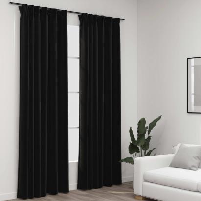 Draperii opace aspect in, cârlige, 2 buc., antracit, 140x245 cm GartenMobel Dekor