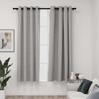 Draperii opace, aspect in, cu ocheți, 2 buc., gri, 140x175 cm GartenMobel Dekor