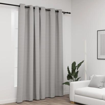 Perdea opacă, aspect pânză, cu ocheți, gri, 290x245 cm GartenMobel Dekor