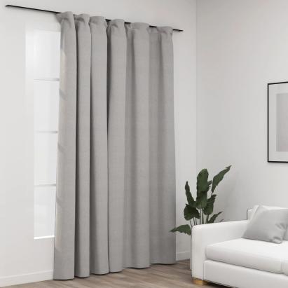 Draperie opacă, aspect de in, gri, 290 x 245 cm, cu cârlige GartenMobel Dekor