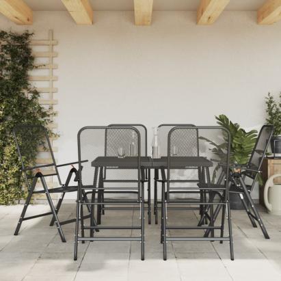 Set de masă pentru grădină, 7 piese, plasă metalică antracit GartenMobel Dekor