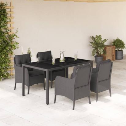 Set mobilier de grădină cu perne, 5 piese, negru, poliratan GartenMobel Dekor
