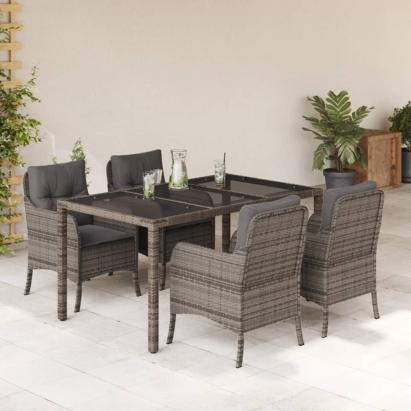 Set mobilier de grădină cu perne, 5 piese, gri, poliratan GartenMobel Dekor