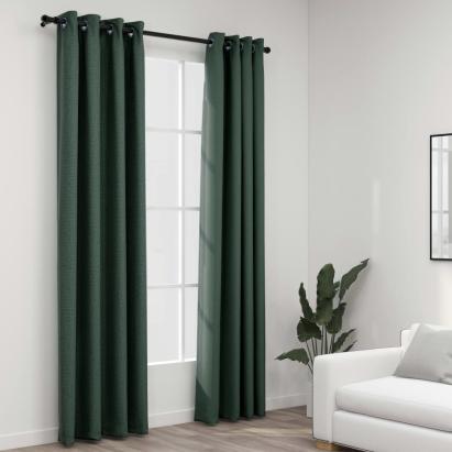 Draperii opace, aspect in, cu ocheți, 2 buc., verde, 140x245 cm GartenMobel Dekor