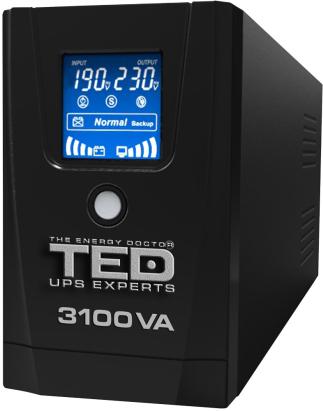 UPS TED Line Interactive 3100VA/1800W, display LCD, 3x Schuko NewTechnology Media