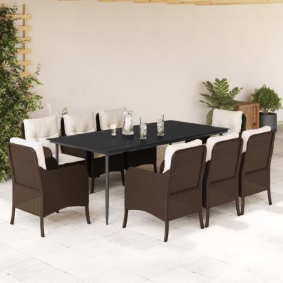 Set mobilier de grădină cu perne, 9 piese, maro, poliratan GartenMobel Dekor