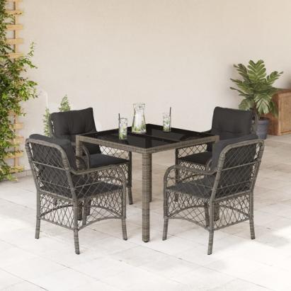 Set mobilier de grădină cu perne, 5 piese, gri, poliratan GartenMobel Dekor