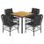 Set mobilier de grădină cu perne, 5 piese, negru, poliratan GartenMobel Dekor