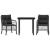 Set bistro cu perne, 3 piese, negru, poliratan GartenMobel Dekor