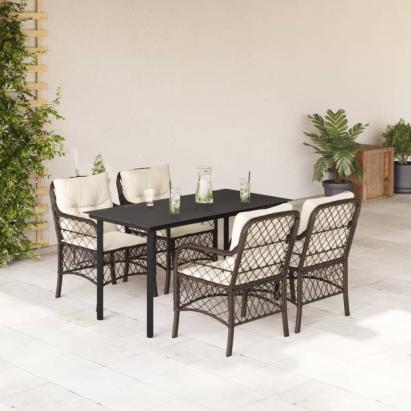 Set mobilier de grădină, 5 piese, cu perne, maro, poliratan GartenMobel Dekor
