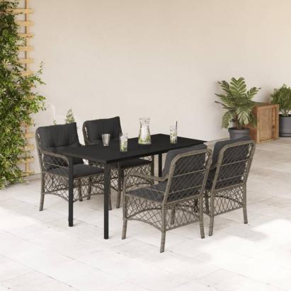 Set mobilier de grădină cu perne, 5 piese, gri, poliratan GartenMobel Dekor